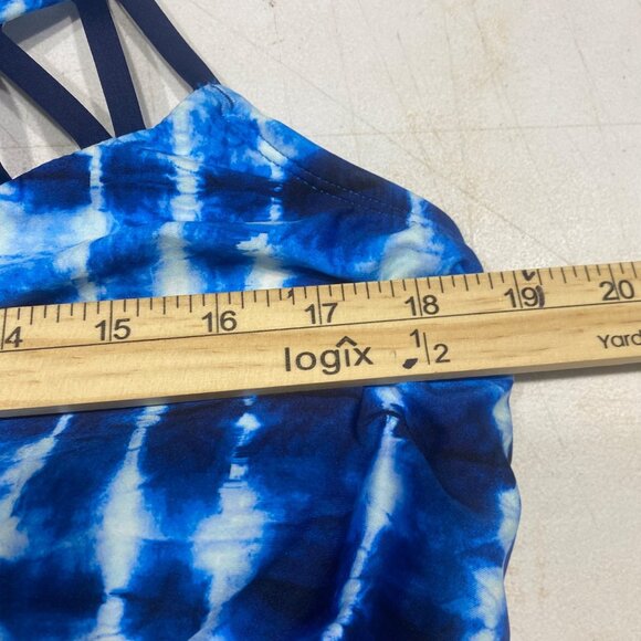 NWT $84 24th & Ocean Tankini Swim Top 18W Blue Tie Dye Plus Size‎ Swimwear $94 - Picture 9 of 13